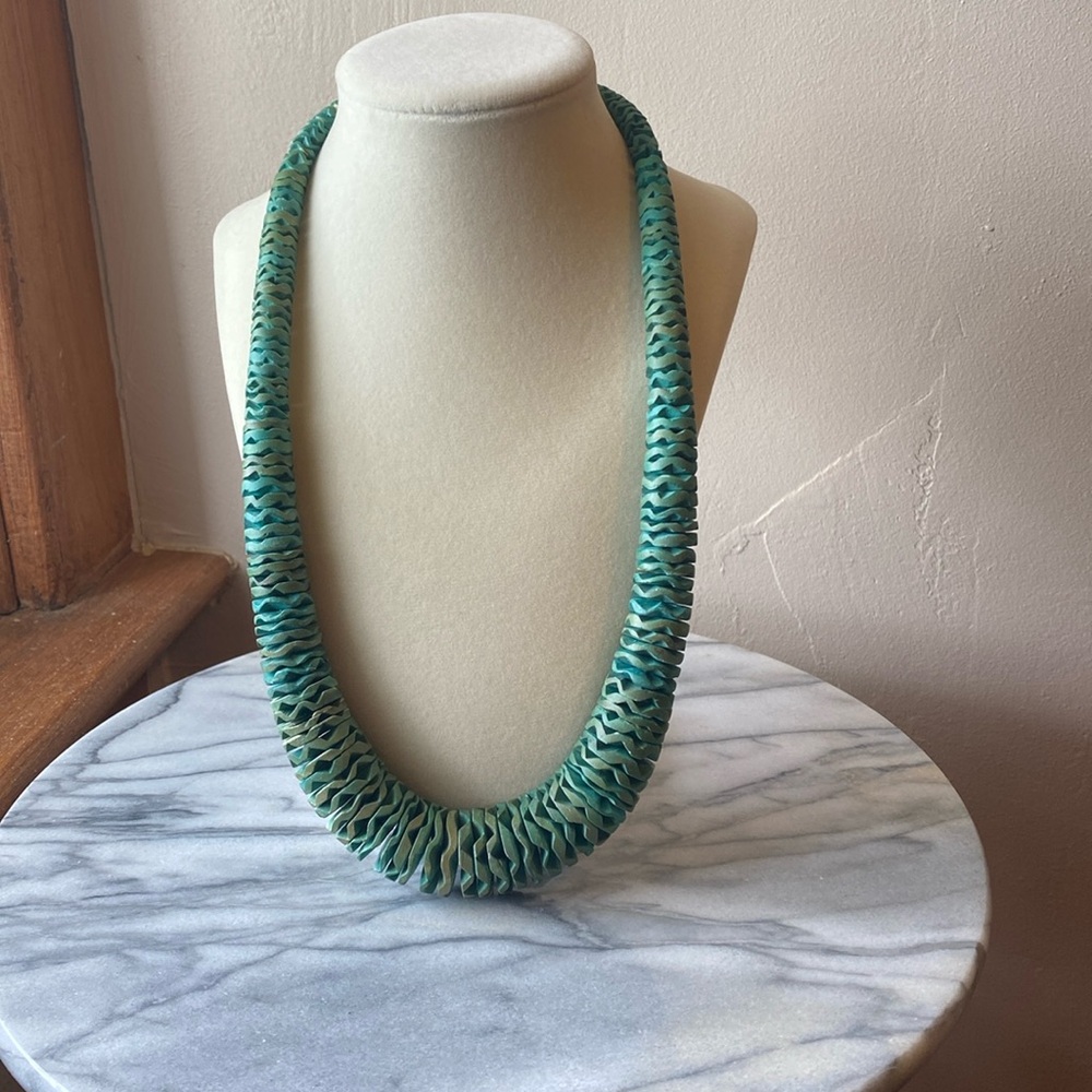 Bohemian style wood disk necklace